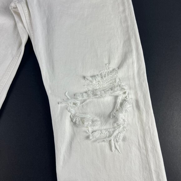 AGOLDE Jean Women 30x29* 90s Mid Rise Loose White Distressed Cotton Denim Tag 27 - Picture 3 of 16